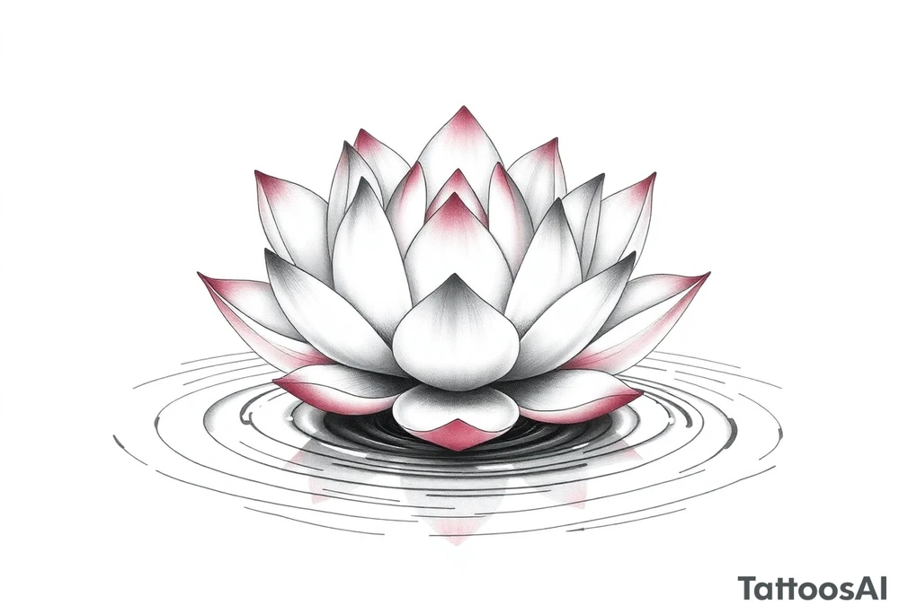 serene lotus flower emerging from sacred waters with ripples tattoo idea