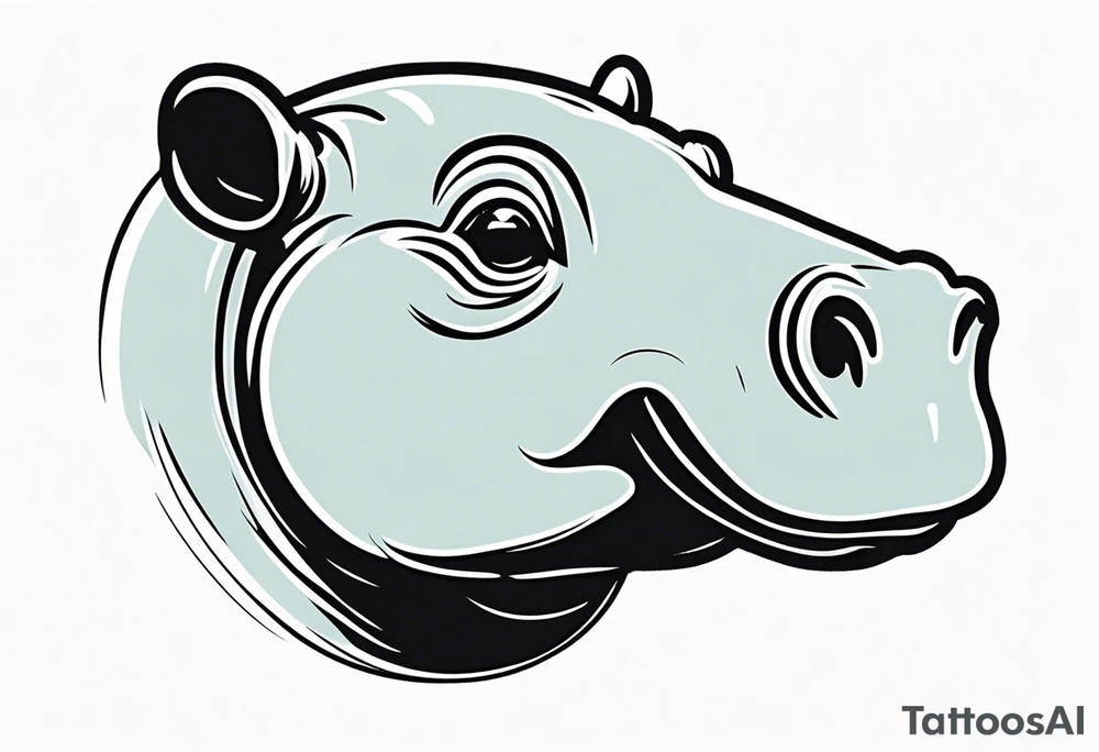 Baby hippo face laughing tattoo idea