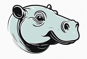 Baby hippo face laughing tattoo idea