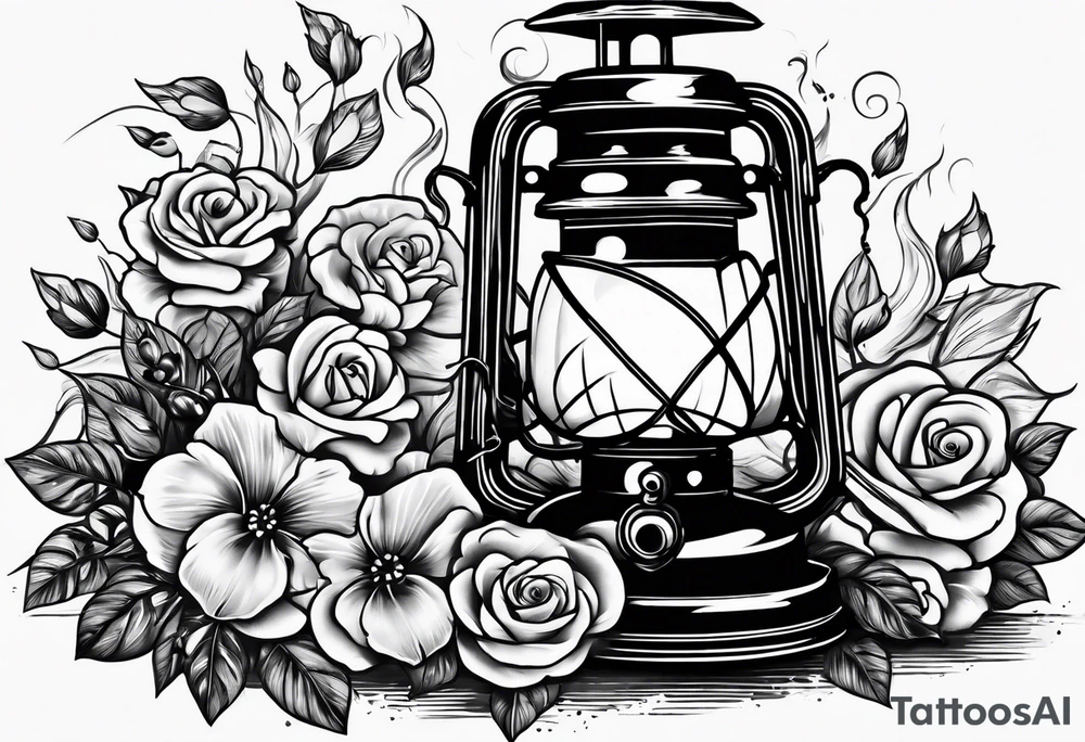 Oil lamp in graveyard tattoo idea
