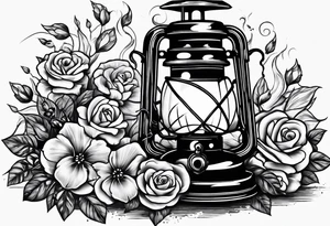 Oil lamp in graveyard tattoo idea