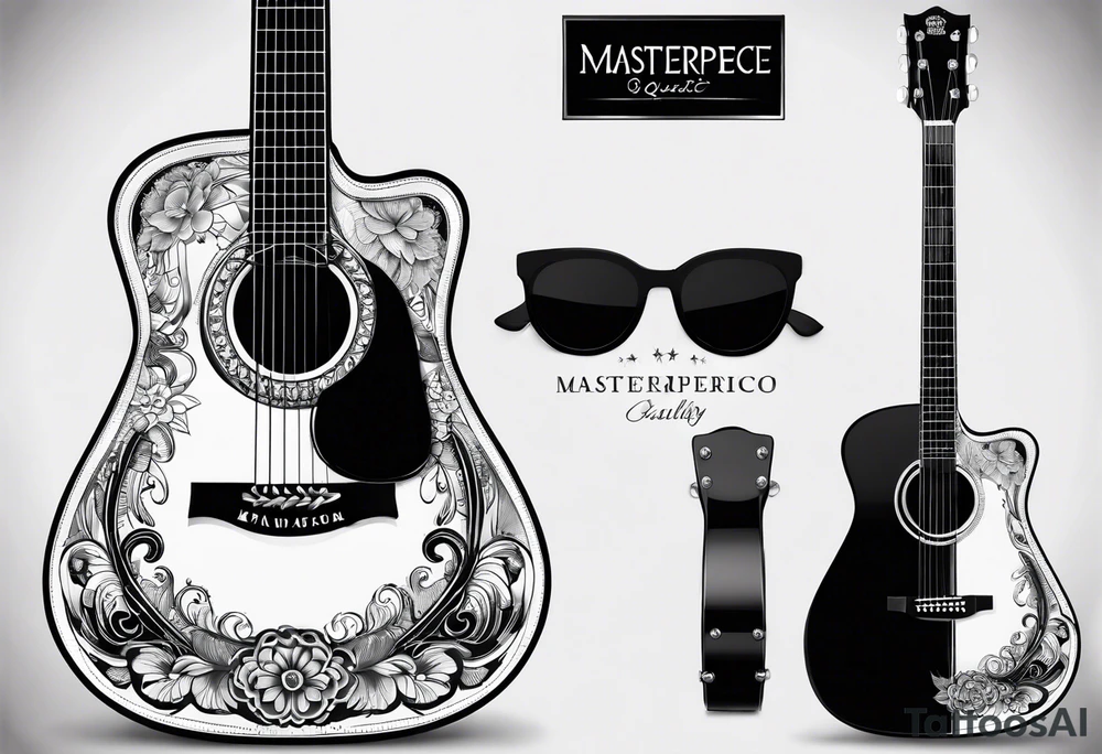 full basic black acoustic guitar with no details on it. Includes neck and base
for women's inner bicep. tattoo idea