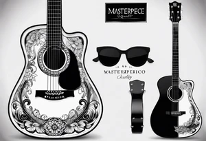 full basic black acoustic guitar with no details on it. Includes neck and base 
for women's inner bicep. tattoo idea
