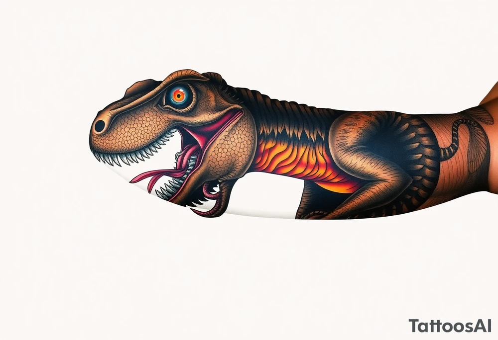 dinosaur spitting venom tattoo idea