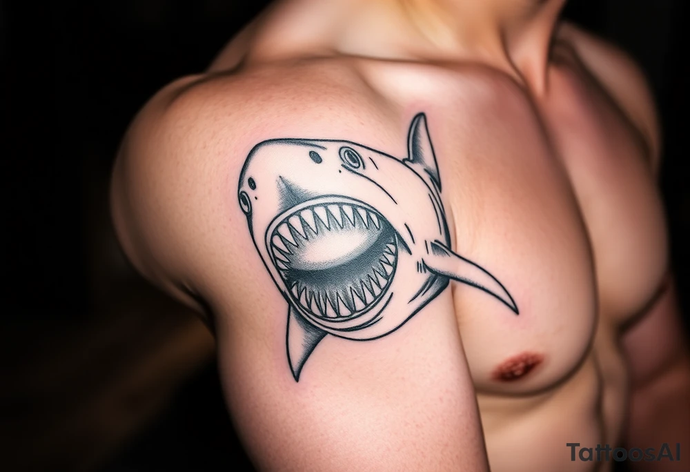 shark with open mouth frontal. tattoo idea