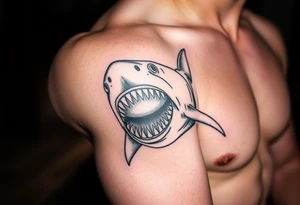 shark with open mouth frontal. tattoo idea