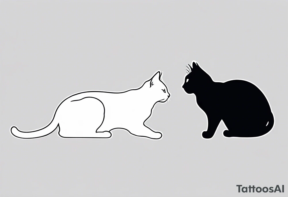 Two cat silhouettes. One gray and one fully black tattoo idea Two cat silhouettes. One gray and one fully black tattoo idea