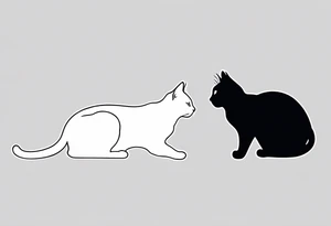 Two cat silhouettes. One gray and one fully black tattoo idea