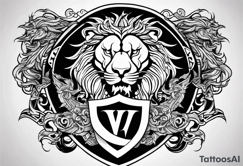 Valhalla sword shield lion dragon tattoo idea