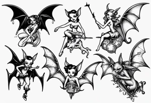 Fairy riding on top of a bat tattoo idea