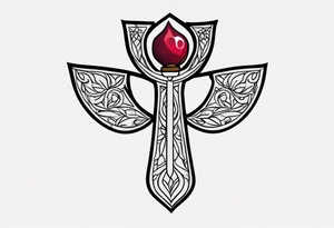 strength, small, nuanced, pomegranate, elegant, armenian, ankh, long tattoo idea