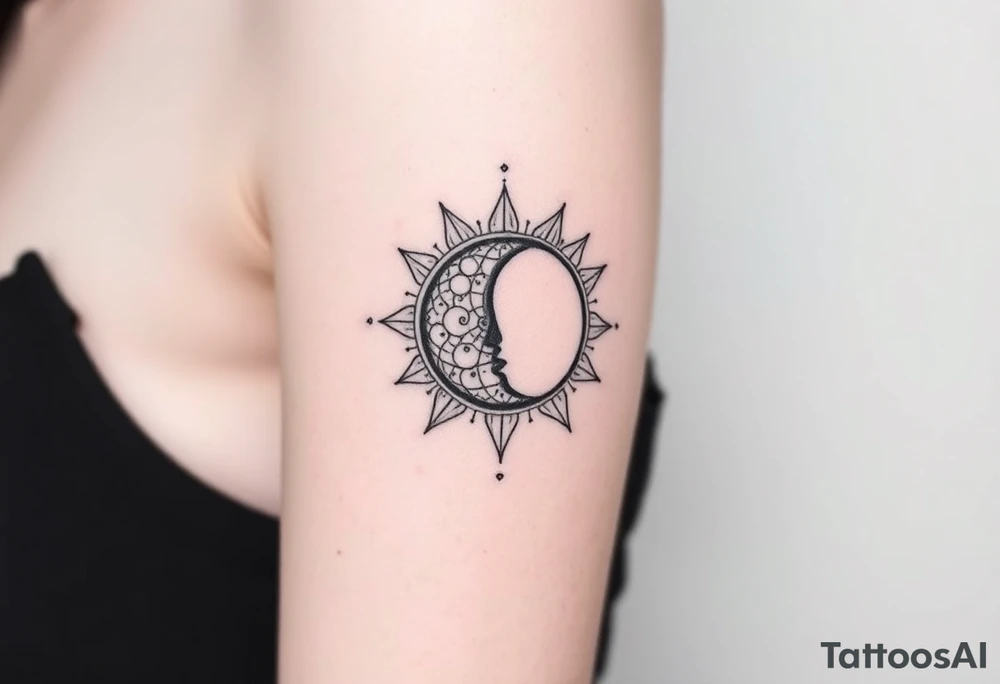 celestial sun and moon embrace with constellation patterns tattoo idea celestial sun and moon embrace with constellation patterns tattoo idea