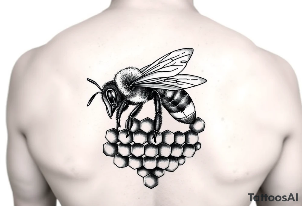 Honeybee and honeycomb tattoo idea