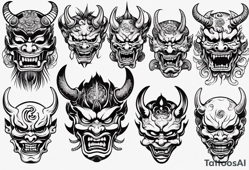 Japanese Demon mask tattoo idea
