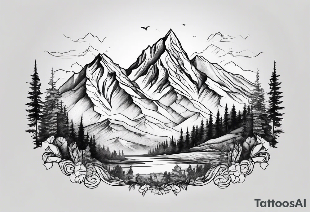 Mountains, concept tattoo idea
