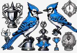 bluejay with trophy tattoo idea