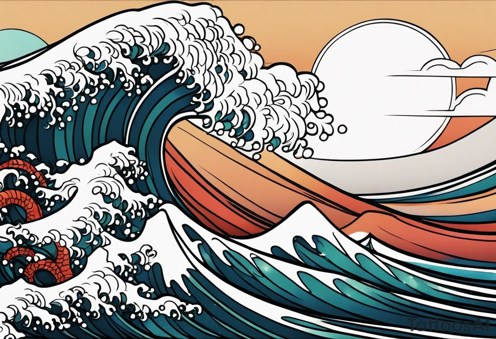 ocean waves tattoo vintage traditional simple and bold colors
within borders tattoo idea