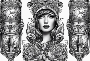 Dagger with hourglass inside tattoo idea