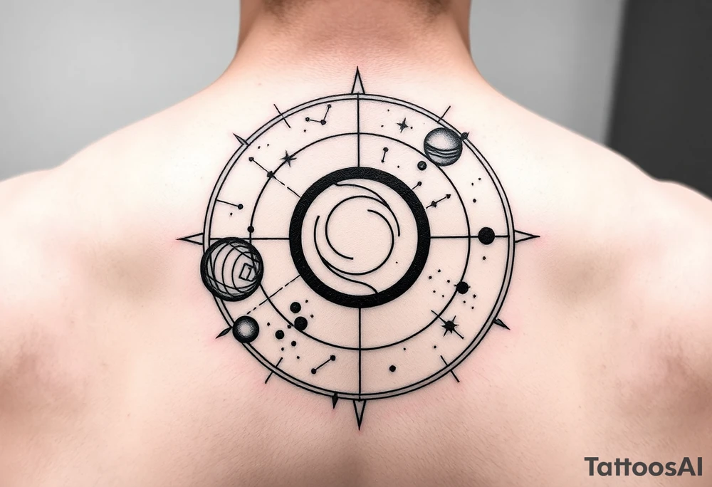 Solar system tattoo with constellations tattoo idea