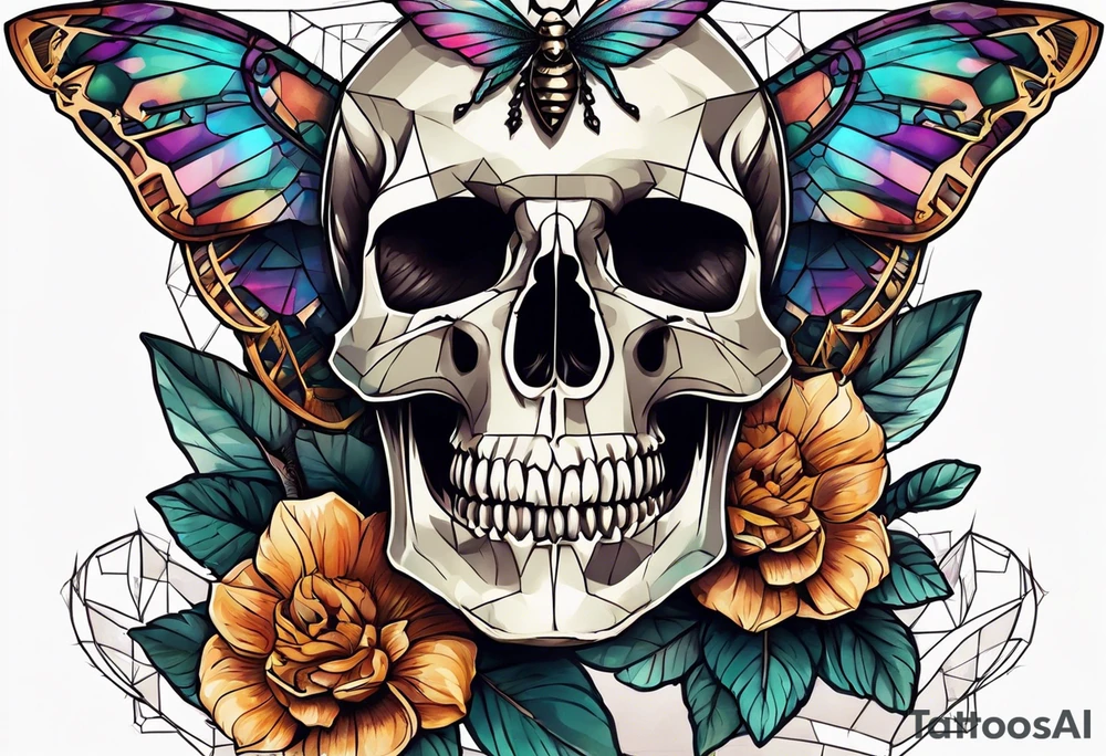 Skull and moth tattoo idea