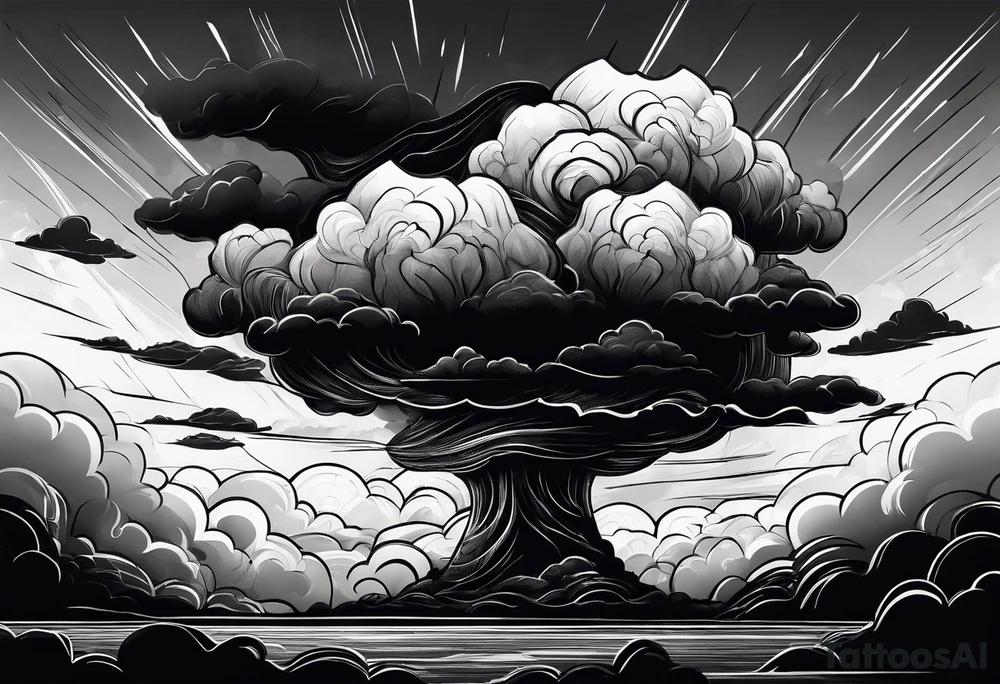 Heavy dark storm clouds tattoo idea