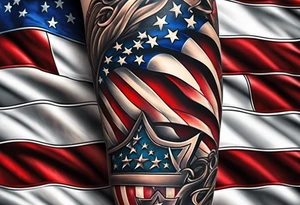 american flag leg sleeve tattoo idea