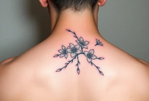 delicate cherry blossoms swirling in spring breeze with petals tattoo idea