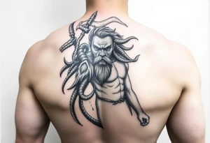 realistic poseidon tattoo idea