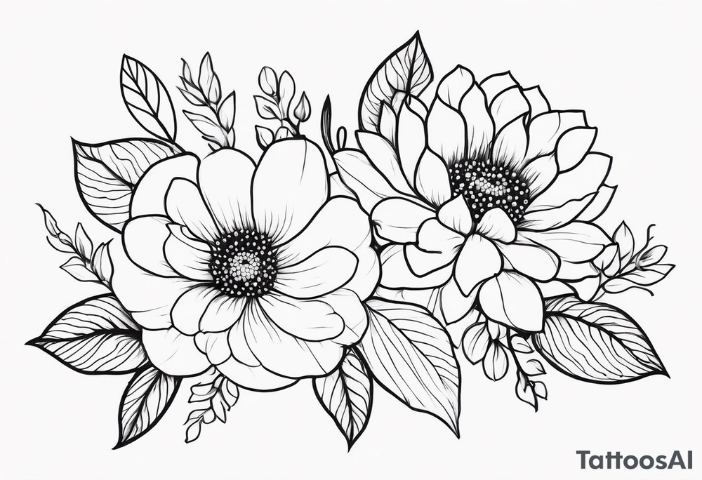 Pretty ,feminine flowers tattoo idea