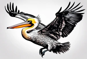 action photo diving pelican tattoo idea