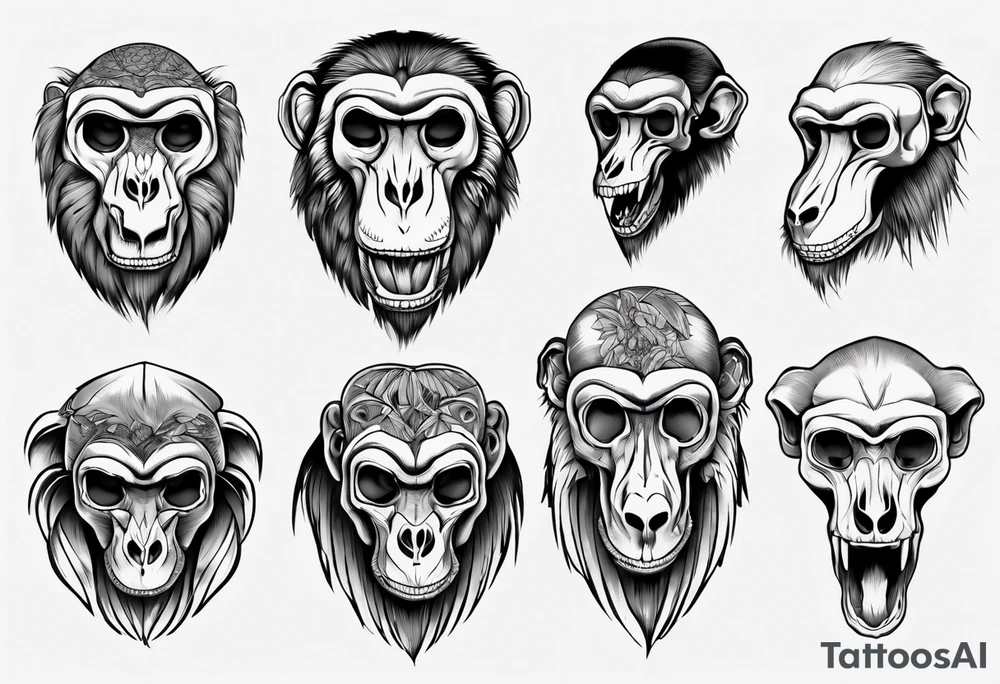 baboon skull tattoo idea