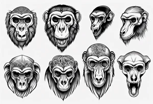 baboon skull tattoo idea