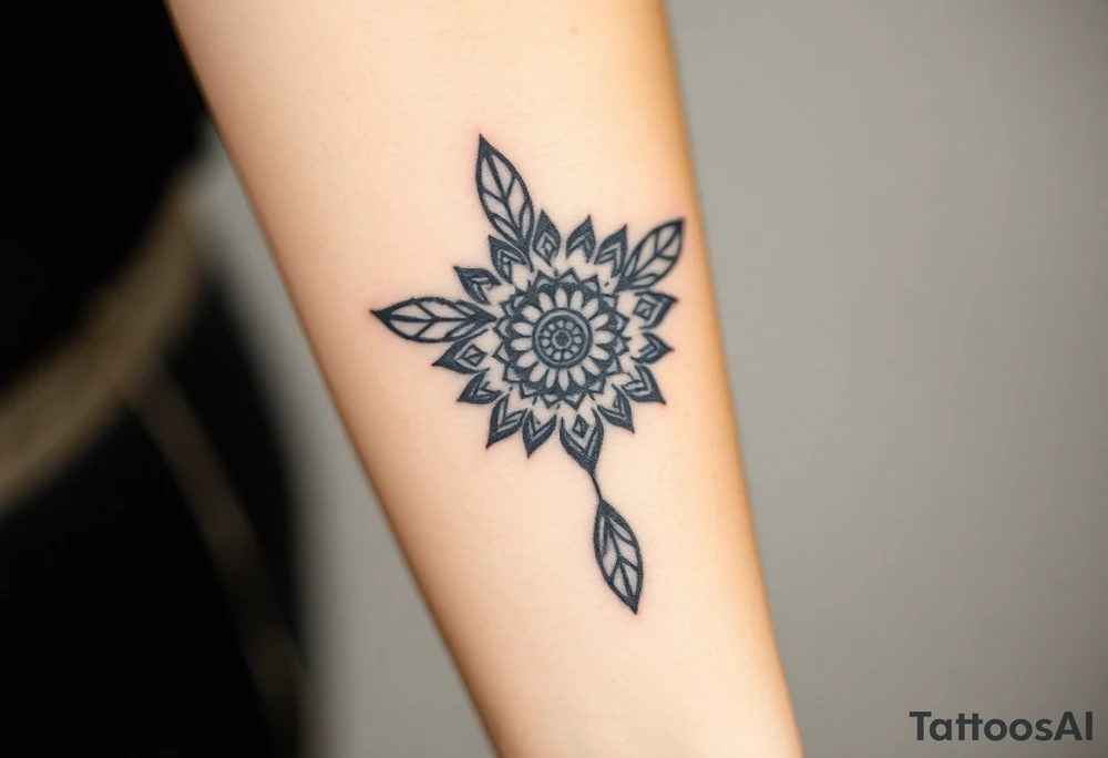 spiritual feather indian mandala shaman tattoo idea
