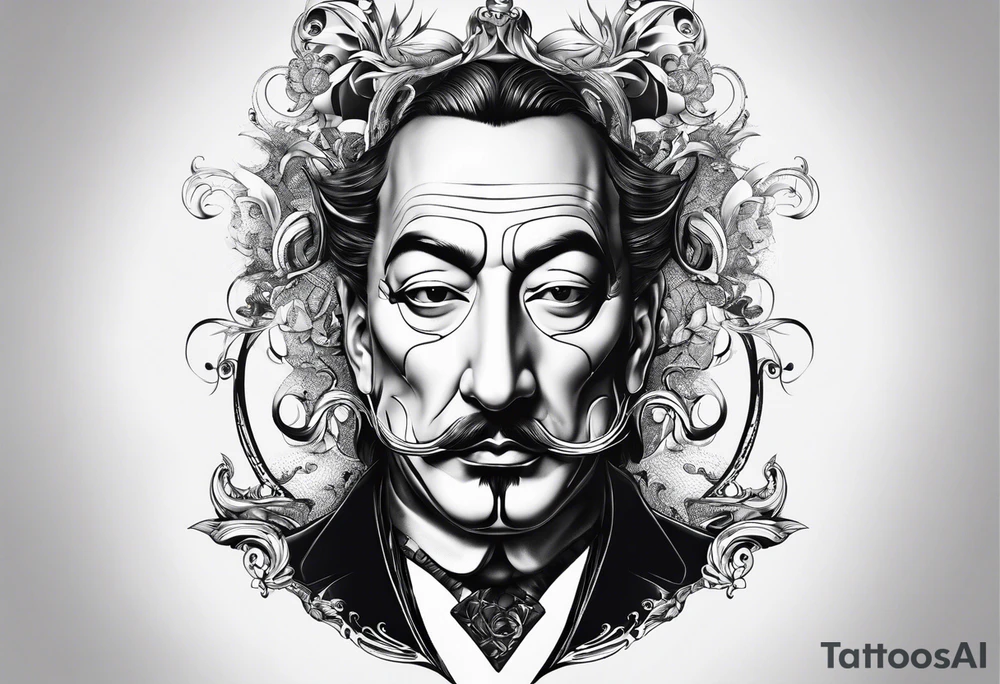 Dali mask, computer, knowledge tattoo idea