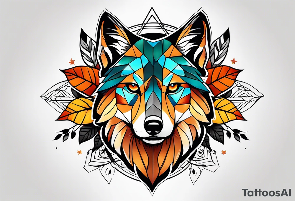 thigh tattoo with fall colors tattoo idea