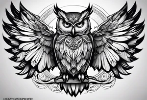 mythical owl tattoo idea