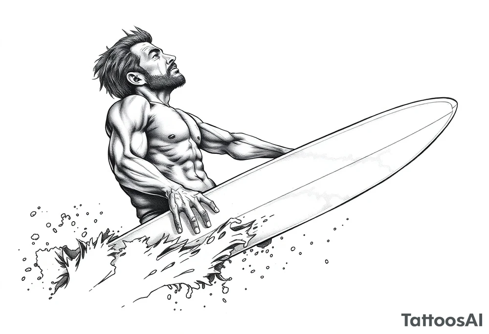 silver surfer on his board looking over in deep thought as he is in the sky tattoo idea