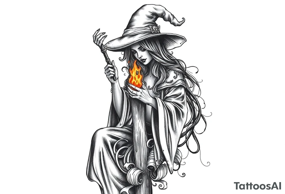 Witch burning at the stake tattoo idea