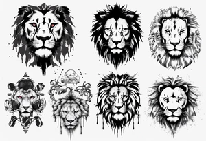 Lion, trash polka tattoo idea