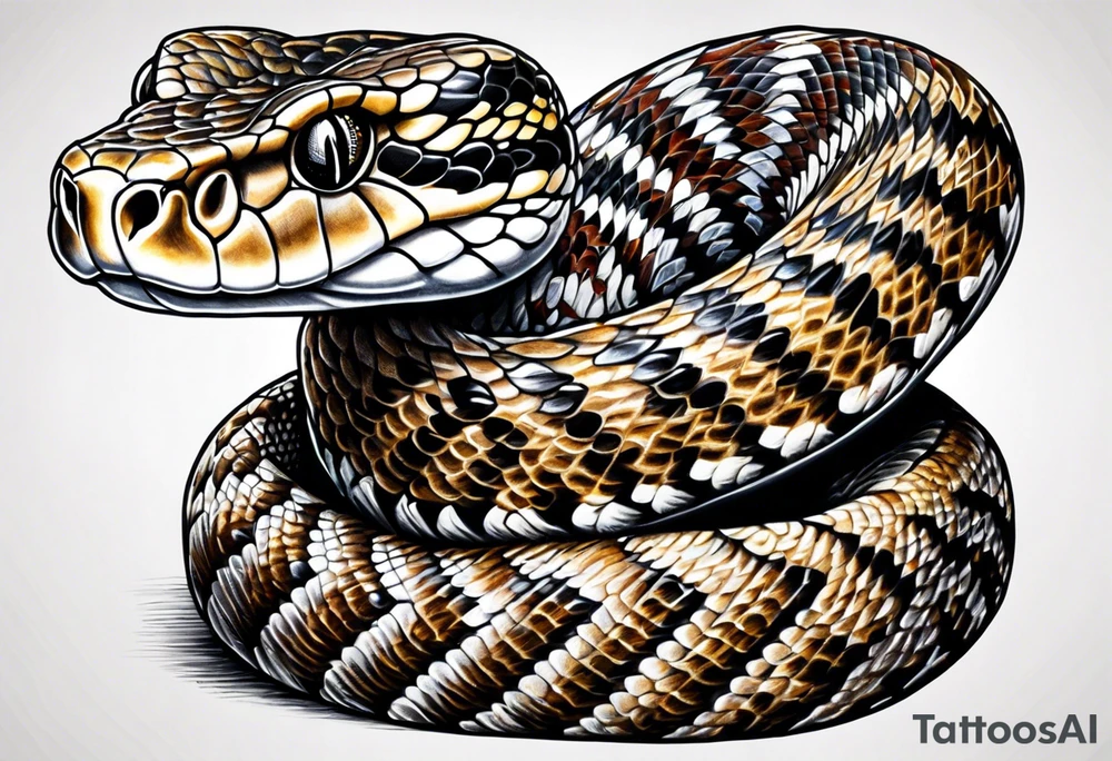 Diamond back rattle snake with rattle tattoo idea