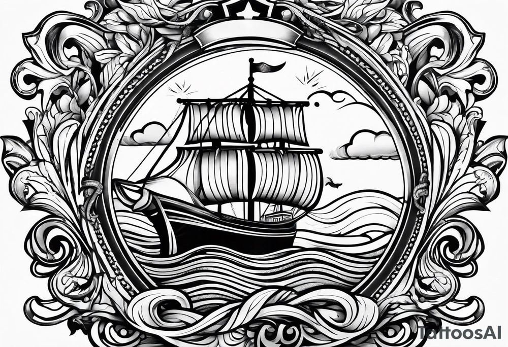 anchor with waves tattoo idea