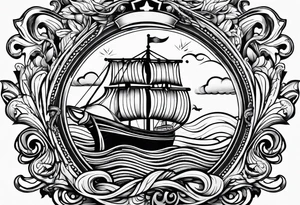 anchor with waves tattoo idea