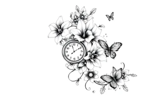 Casino only theme , poker chips deck of cards dice a pocket watch
 with lily flowers
 with raindrop swirls and butterfly’s tattoo idea