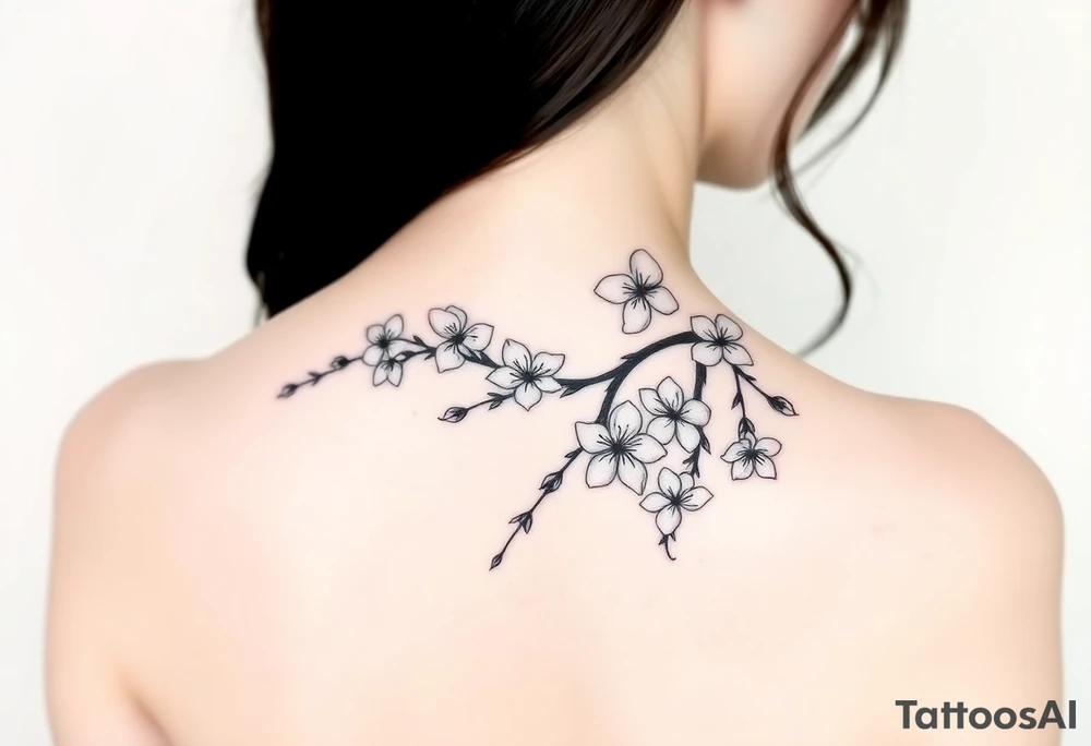 cherry blossoms and love creepers, floral arm wrap details tattoo idea