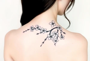 cherry blossoms and love creepers, floral arm wrap details tattoo idea