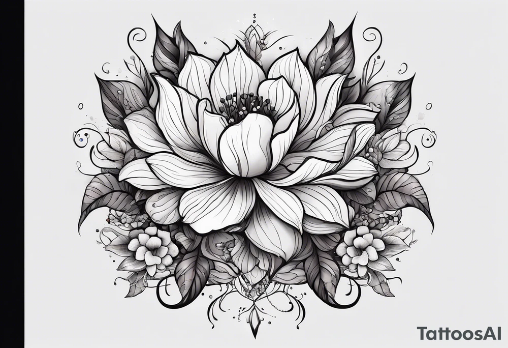 sea, flower tattoo idea