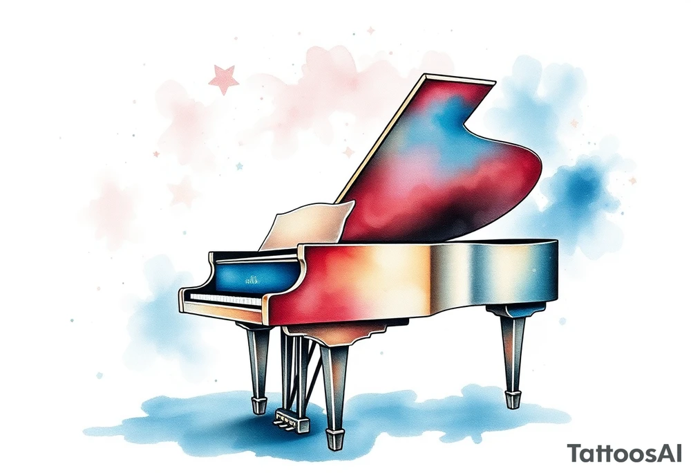 a grand piano under the stars tattoo idea