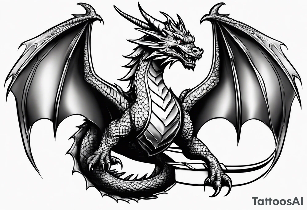 Old school dragon going up tattoo idea