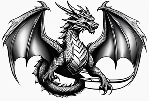 Old school dragon going up tattoo idea