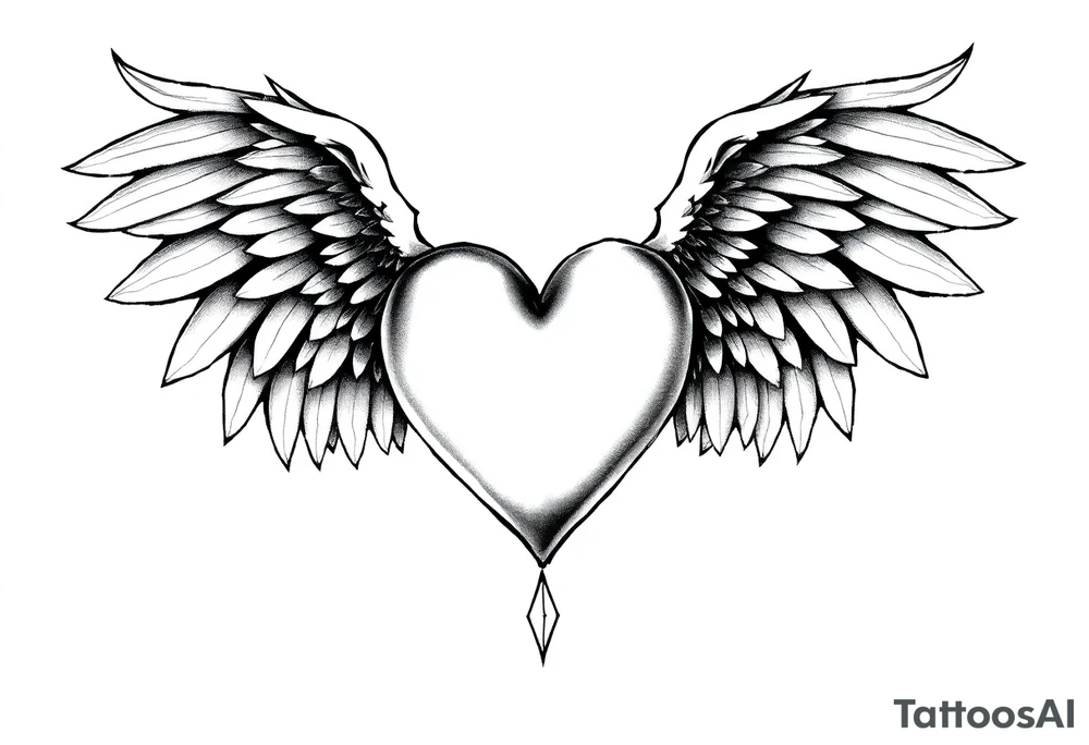 Heart and angel wings tattoo idea